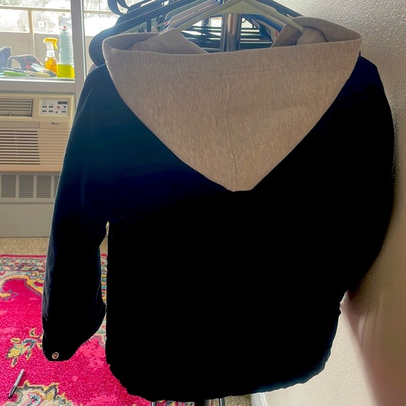 Medium black with grey hood dickies button up jacket - Picture 2 of 2